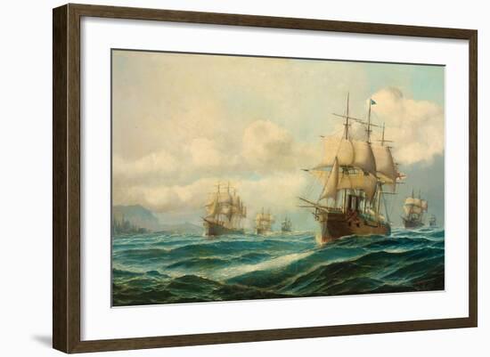 Vice-Admiral Phipps Hornby's Squadron Steaming Through the Dardanelles on Passage to…-David James-Framed Giclee Print