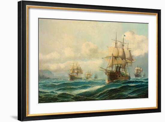 Vice-Admiral Phipps Hornby's Squadron Steaming Through the Dardanelles on Passage to…-David James-Framed Giclee Print