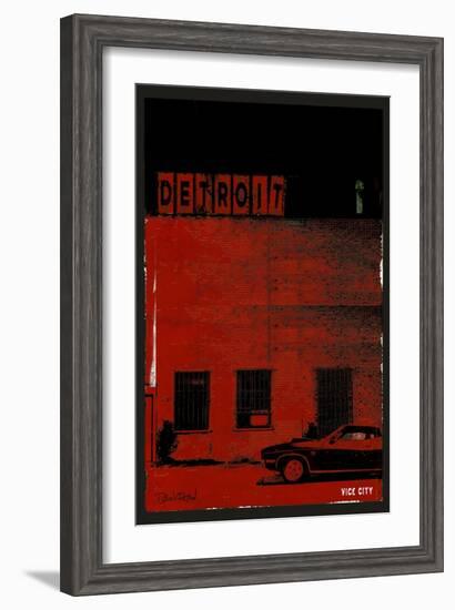 Vice City Detroit- Red-Pascal Normand-Framed Art Print