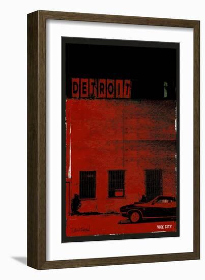 Vice City Detroit- Red-Pascal Normand-Framed Art Print