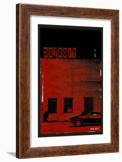 Vice City Detroit- Red-Pascal Normand-Framed Art Print