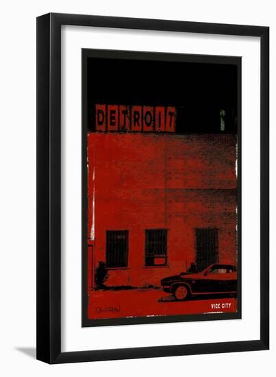 Vice City Detroit- Red-Pascal Normand-Framed Art Print