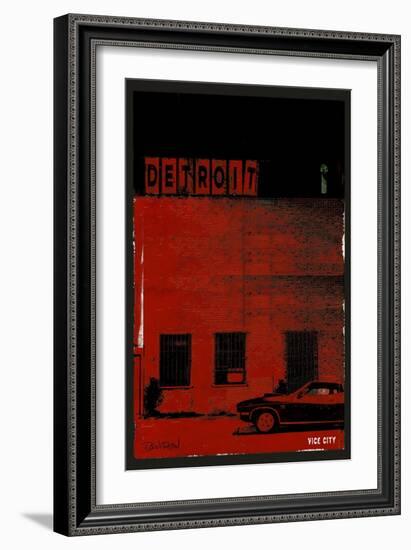 Vice City Detroit- Red-Pascal Normand-Framed Art Print