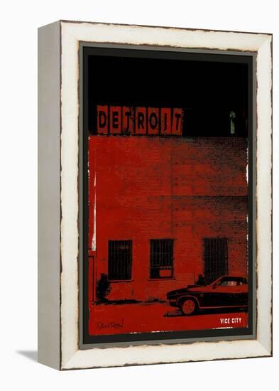 Vice City Detroit- Red-Pascal Normand-Framed Stretched Canvas