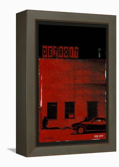 Vice City Detroit- Red-Pascal Normand-Framed Stretched Canvas