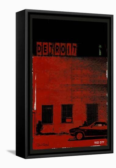 Vice City Detroit- Red-Pascal Normand-Framed Stretched Canvas