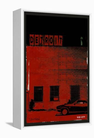 Vice City Detroit- Red-Pascal Normand-Framed Stretched Canvas