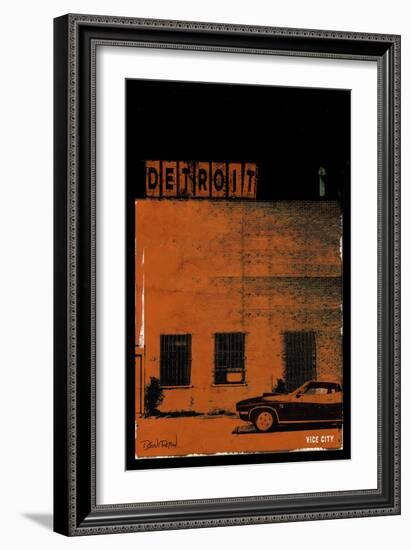 Vice City Detroit- Red-Pascal Normand-Framed Art Print