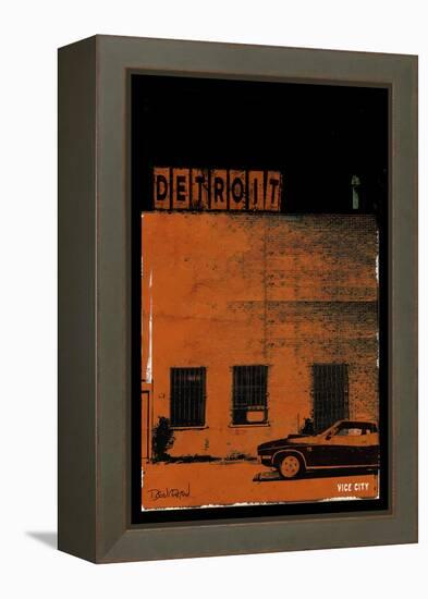 Vice City Detroit- Red-Pascal Normand-Framed Stretched Canvas