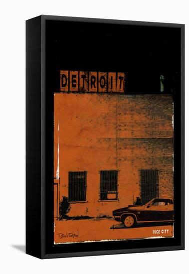 Vice City Detroit- Red-Pascal Normand-Framed Stretched Canvas