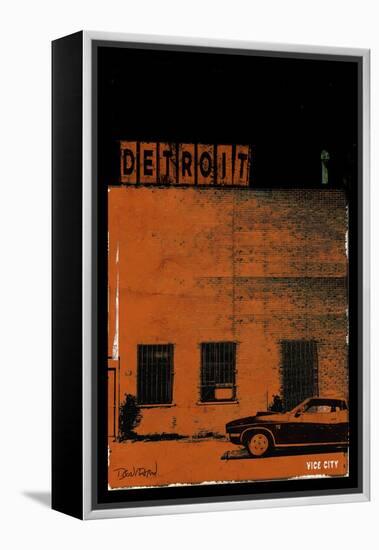 Vice City Detroit- Red-Pascal Normand-Framed Stretched Canvas