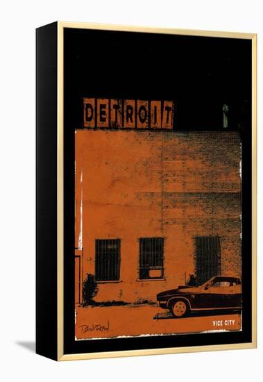 Vice City Detroit- Red-Pascal Normand-Framed Stretched Canvas