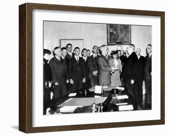 Vice Pres Harry Truman Took Oath of Office in White House Cabinet Room after Roosevelt's Death-null-Framed Photo