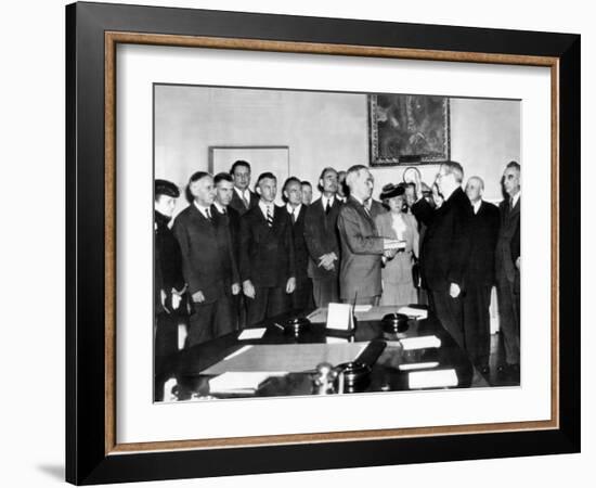 Vice Pres Harry Truman Took Oath of Office in White House Cabinet Room after Roosevelt's Death-null-Framed Photo