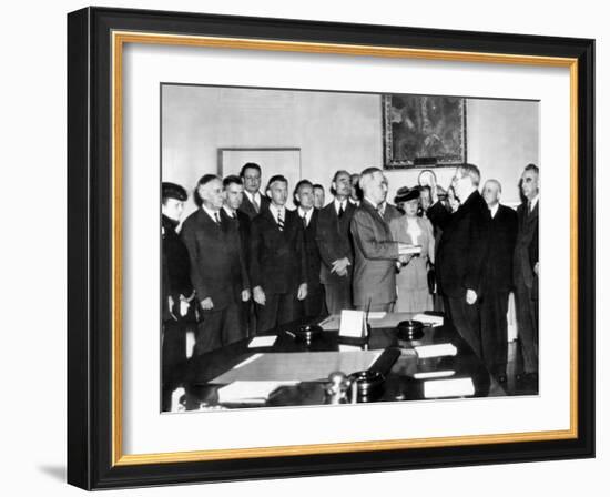 Vice Pres Harry Truman Took Oath of Office in White House Cabinet Room after Roosevelt's Death-null-Framed Photo