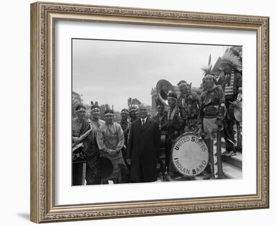 Vice President Charles Curtis on the Capitol Steps with the United States Indian Band-null-Framed Premium Photographic Print