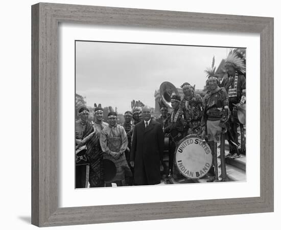 Vice President Charles Curtis on the Capitol Steps with the United States Indian Band-null-Framed Premium Photographic Print