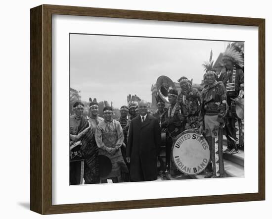 Vice President Charles Curtis on the Capitol Steps with the United States Indian Band-null-Framed Premium Photographic Print