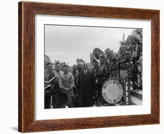 Vice President Charles Curtis on the Capitol Steps with the United States Indian Band-null-Framed Premium Photographic Print