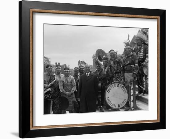 Vice President Charles Curtis on the Capitol Steps with the United States Indian Band-null-Framed Premium Photographic Print