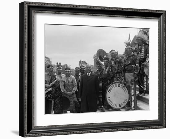 Vice President Charles Curtis on the Capitol Steps with the United States Indian Band-null-Framed Premium Photographic Print