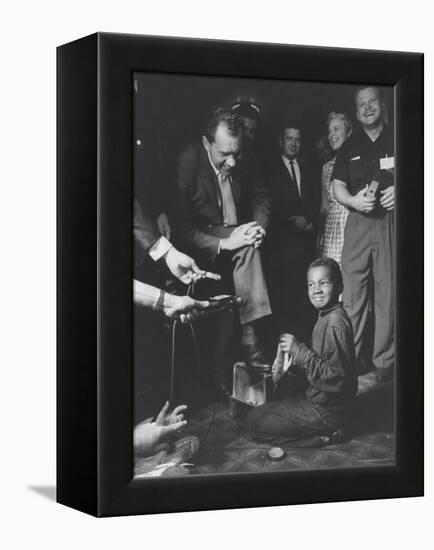 Vice President Richard M. Nixon Getting His Shoes Shined at the GOP Convention-Hank Walker-Framed Premier Image Canvas