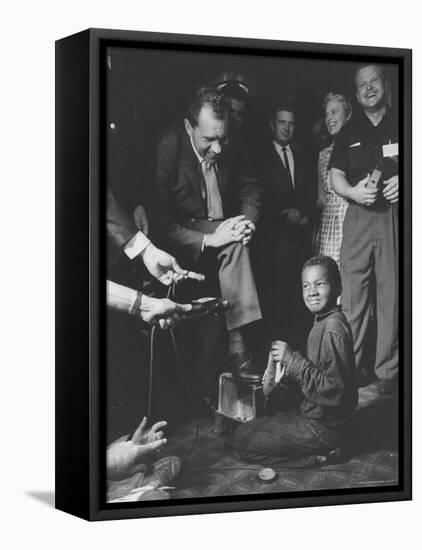 Vice President Richard M. Nixon Getting His Shoes Shined at the GOP Convention-Hank Walker-Framed Premier Image Canvas