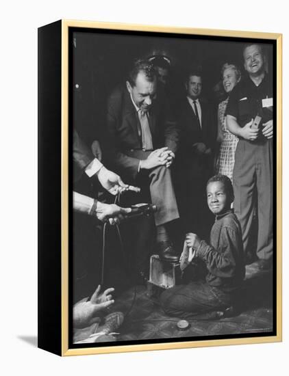 Vice President Richard M. Nixon Getting His Shoes Shined at the GOP Convention-Hank Walker-Framed Premier Image Canvas