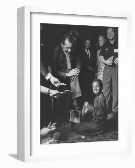 Vice President Richard M. Nixon Getting His Shoes Shined at the GOP Convention-Hank Walker-Framed Photographic Print