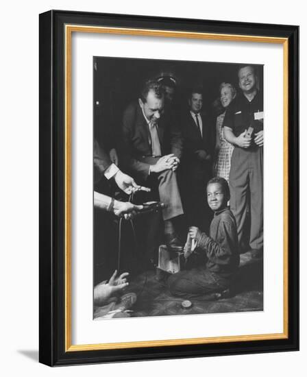 Vice President Richard M. Nixon Getting His Shoes Shined at the GOP Convention-Hank Walker-Framed Photographic Print