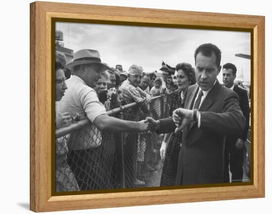 Vice President Richard M. Nixon with His Wife Greeting People-Hank Walker-Framed Premier Image Canvas