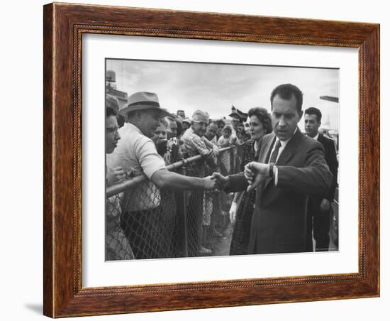 Vice President Richard M. Nixon with His Wife Greeting People-Hank Walker-Framed Photographic Print