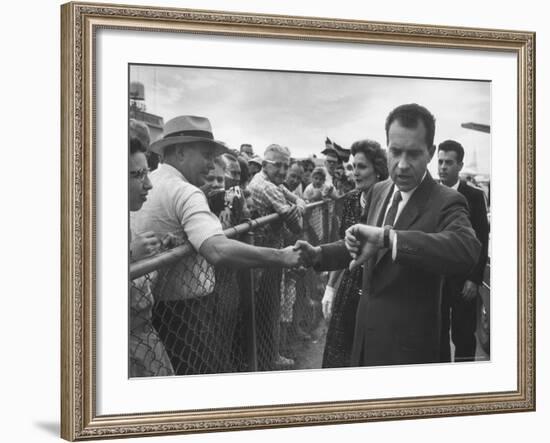 Vice President Richard M. Nixon with His Wife Greeting People-Hank Walker-Framed Photographic Print