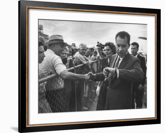 Vice President Richard M. Nixon with His Wife Greeting People-Hank Walker-Framed Photographic Print