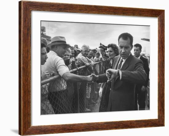 Vice President Richard M. Nixon with His Wife Greeting People-Hank Walker-Framed Photographic Print