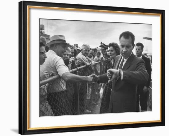 Vice President Richard M. Nixon with His Wife Greeting People-Hank Walker-Framed Photographic Print