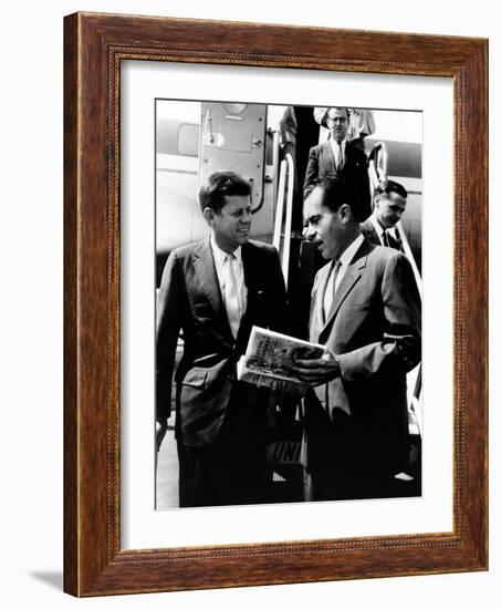Vice-President Richard Nixon and Senator John Kennedy at Chicago's Midway Airport-null-Framed Photo