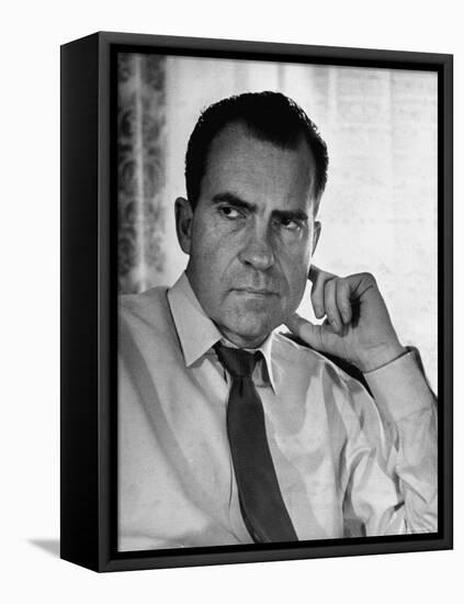Vice President Richard Nixon with His Tie Loosened, in Shirt Sleeves in His Office-Hank Walker-Framed Premier Image Canvas