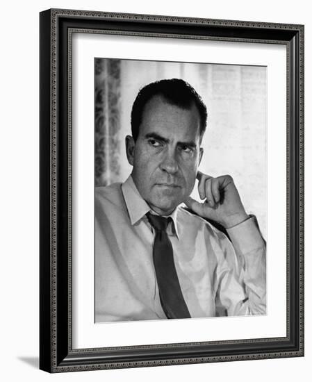 Vice President Richard Nixon with His Tie Loosened, in Shirt Sleeves in His Office-Hank Walker-Framed Photographic Print