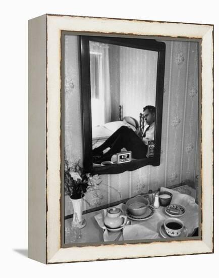 Vice Presidential Candidate Richard M. Nixon Eating Breakfast in His Hotel Room-Cornell Capa-Framed Premier Image Canvas