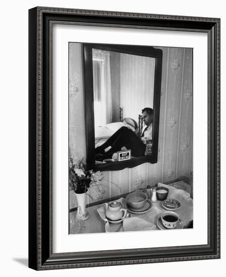 Vice Presidential Candidate Richard M. Nixon Eating Breakfast in His Hotel Room-Cornell Capa-Framed Photographic Print