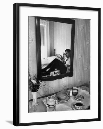 Vice Presidential Candidate Richard M. Nixon Eating Breakfast in His Hotel Room-Cornell Capa-Framed Photographic Print