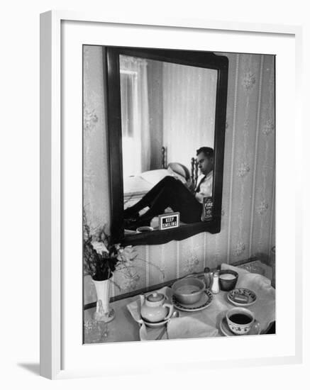 Vice Presidential Candidate Richard M. Nixon Eating Breakfast in His Hotel Room-Cornell Capa-Framed Photographic Print