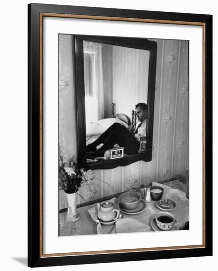 Vice Presidential Candidate Richard M. Nixon Eating Breakfast in His Hotel Room-Cornell Capa-Framed Photographic Print