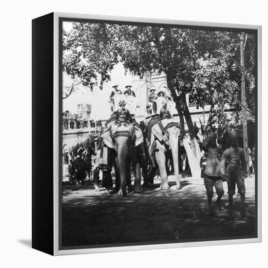 Viceregal Staff and His Daughter Taking Part in the Elephant Procession, Delhi, India, 1900s-H & Son Hands-Framed Premier Image Canvas