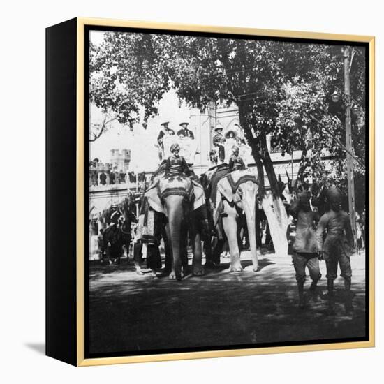 Viceregal Staff and His Daughter Taking Part in the Elephant Procession, Delhi, India, 1900s-H & Son Hands-Framed Premier Image Canvas