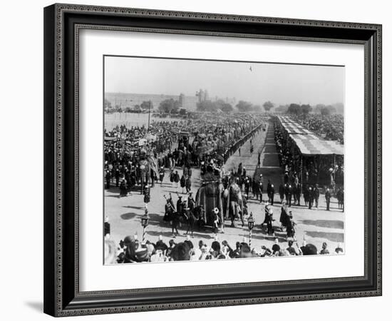 Viceroy Lord Curzon and Lady Curzon Making Their Sate Entry on an Elephant to Delhi Durbar-null-Framed Photographic Print