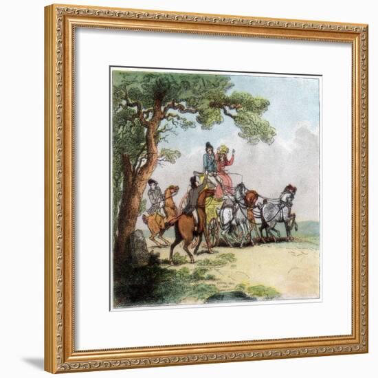 Vicissitudes of the Road in 1787, the Highwayman, Lord Barrymore Stopped, 1890-Thomas Rowlandson-Framed Giclee Print