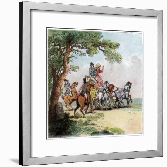 Vicissitudes of the Road in 1787, the Highwayman, Lord Barrymore Stopped, 1890-Thomas Rowlandson-Framed Giclee Print