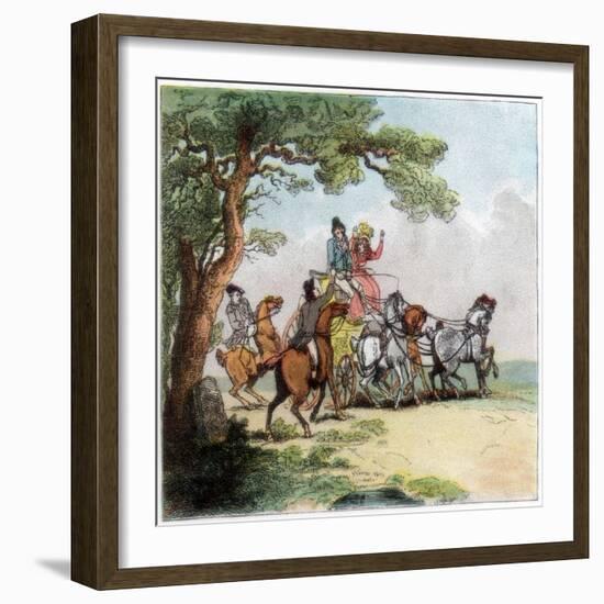 Vicissitudes of the Road in 1787, the Highwayman, Lord Barrymore Stopped, 1890-Thomas Rowlandson-Framed Giclee Print